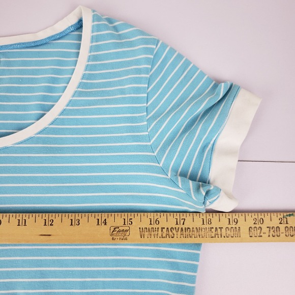 Columbia PFG Omni Wick T-Shirt Women's Medium Blue White Striped Short Sleeve - Picture 8 of 10